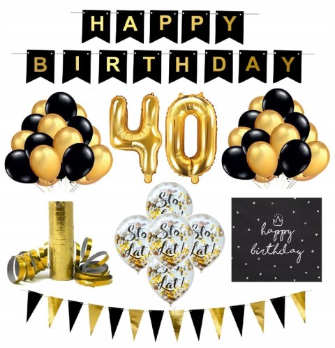 Balony serwetki złote cyfry 10-99 urodziny ZESTAW