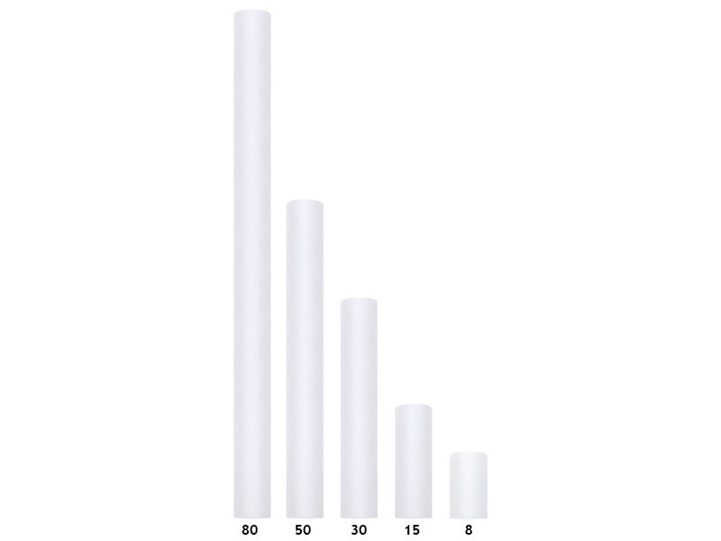 Tiul gładki, biały, 0,5 x 9m (1 szt. / 9 mb.) Tiul gładki, biały, 0,5 x 9m (1 szt. / 9 mb.)