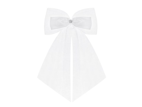 Kokardy z kokardką i rozetą, biały, 14cm (1 op. / 2 szt.) Kokardy z kokardką i rozetą, biały, 14cm (1 op. / 2 szt.)