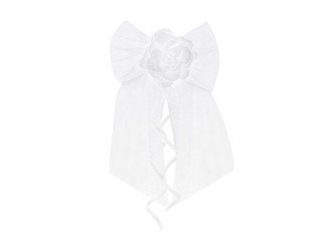 Kokardy z różyczką, biały, 18cm (1 op. / 2 szt.) Kokardy z różyczką, biały, 18cm (1 op. / 2 szt.)