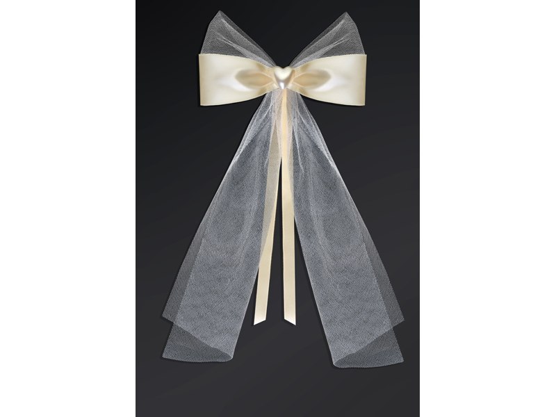 Kokardy z serduszkiem, kremowy, 18cm (1 op. / 2 szt.) Kokardy z serduszkiem, kremowy, 18cm (1 op. / 2 szt.)