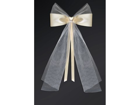 Kokardy z serduszkiem, kremowy, 18cm (1 op. / 2 szt.) Kokardy z serduszkiem, kremowy, 18cm (1 op. / 2 szt.)