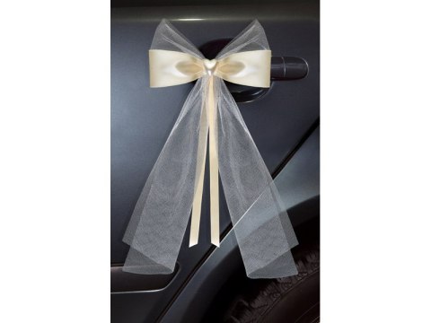Kokardy z serduszkiem, kremowy, 18cm (1 op. / 2 szt.) Kokardy z serduszkiem, kremowy, 18cm (1 op. / 2 szt.)