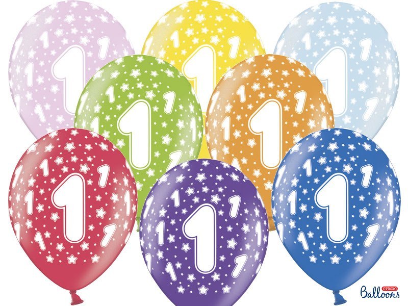 Balony 30cm, 1st Birthday, Metallic Mix (1 op. / 50 szt.) Balony 30cm, 1st Birthday, Metallic Mix (1 op. / 50 szt.)