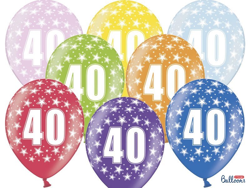 Balony 30cm, 40th Birthday, Metallic Mix (1 op. / 50 szt.) Balony 30cm, 40th Birthday, Metallic Mix (1 op. / 50 szt.)