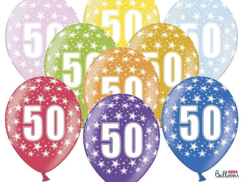 Balony 30cm, 50th Birthday, Metallic Mix (1 op. / 50 szt.) Balony 30cm, 50th Birthday, Metallic Mix (1 op. / 50 szt.)