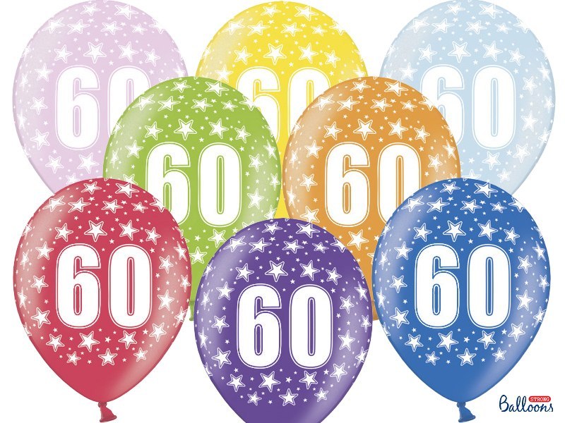 Balony 30cm, 60th Birthday, Metallic Mix (1 op. / 50 szt.) Balony 30cm, 60th Birthday, Metallic Mix (1 op. / 50 szt.)
