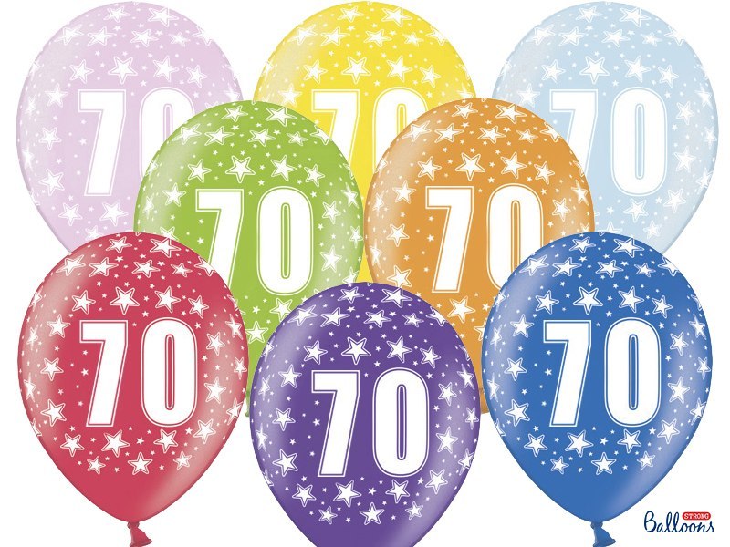 Balony 30cm, 70th Birthday, Metallic Mix (1 op. / 50 szt.) Balony 30cm, 70th Birthday, Metallic Mix (1 op. / 50 szt.)