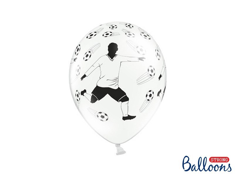 Balony 30cm, Piłkarz i piłki, Pastel White (1 op. / 6 szt.) Balony 30cm, Piłkarz i piłki, Pastel White (1 op. / 6 szt.)