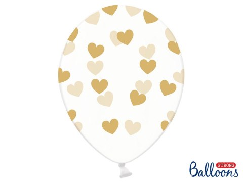 Balony 30cm, Serduszka, Crystal Clear (1 op. / 6 szt.)