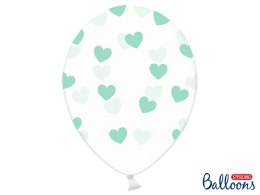 Balony 30cm, Serduszka, Crystal Clear (1 op. / 6 szt.)