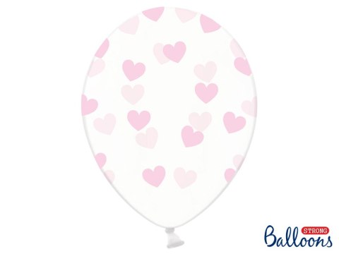 Balony 30cm, Serduszka, Crystal Clear (1 op. / 6 szt.)