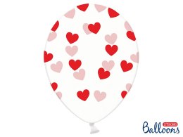 Balony 30cm, Serduszka, Crystal Clear (1 op. / 6 szt.)