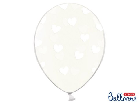 Balony 30cm, Serduszka, Crystal Clear (1 op. / 6 szt.)