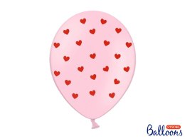 Balony 30 cm, Serca, Pastel Baby Pink (1 op. / 6 szt.)