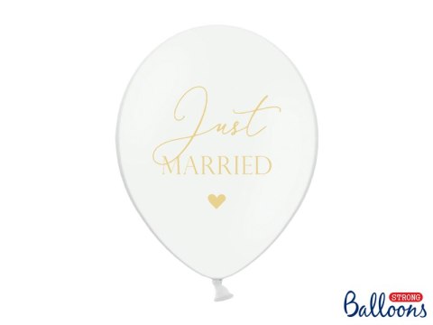 Balony 30cm, Just Married, P. Pure White (1 op. / 6 szt.)