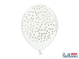 Balony 30cm, Kropki, Pastel Pure White (1 op. / 6 szt.)