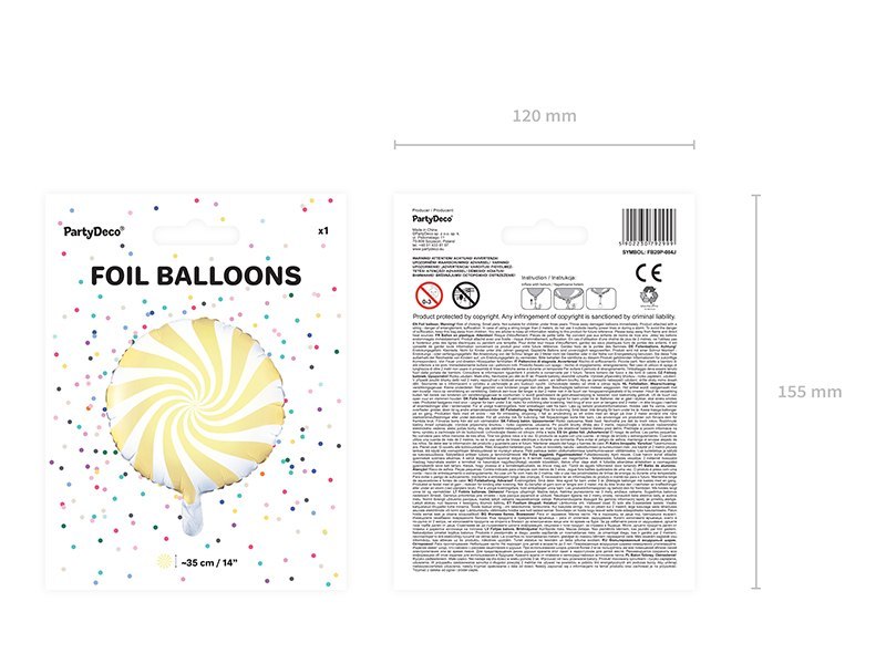 Balon foliowy Cukierek, 35cm, jasny żółty Balon foliowy Cukierek, 35cm, jasny żółty