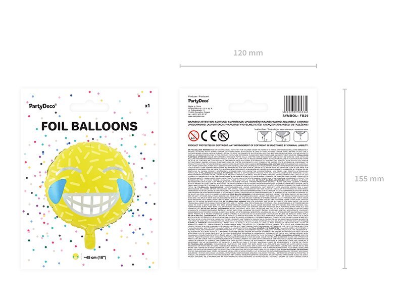 Balon foliowy Emotikon - Uśmiech, 45cm Balon foliowy Emotikon - Uśmiech, 45cm