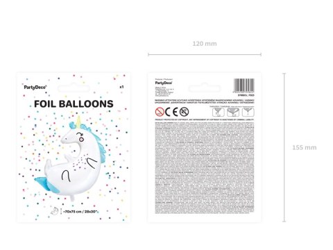 Balon foliowy Jednorożec, 70x75cm Balon foliowy Jednorożec, 70x75cm
