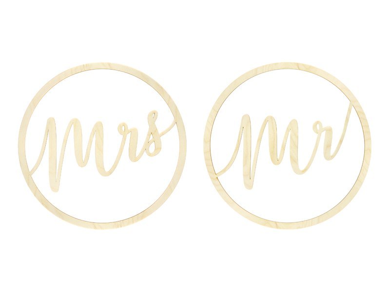 Zawieszki dekoracyjne Mr Mrs, 38cm (1 op. / 2 szt.) Zawieszki dekoracyjne Mr Mrs, 38cm (1 op. / 2 szt.)
