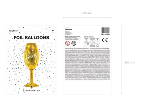 Balon foliowy Kieliszek, 28x80cm, złoty Balon foliowy Kieliszek, 28x80cm, złoty