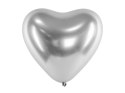 Balony Glossy 30cm, Serca, srebrny (1 op. / 50 szt.)