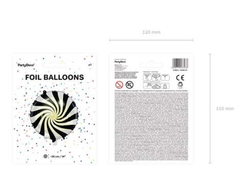 Balon foliowy Cukierek, 35cm, czarny Balon foliowy Cukierek, 35cm, czarny