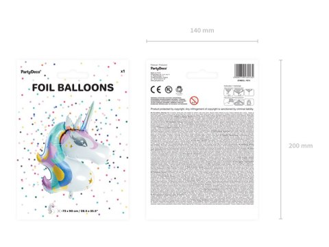 Balon foliowy Jednorożec, 73x90cm Balon foliowy Jednorożec, 73x90cm