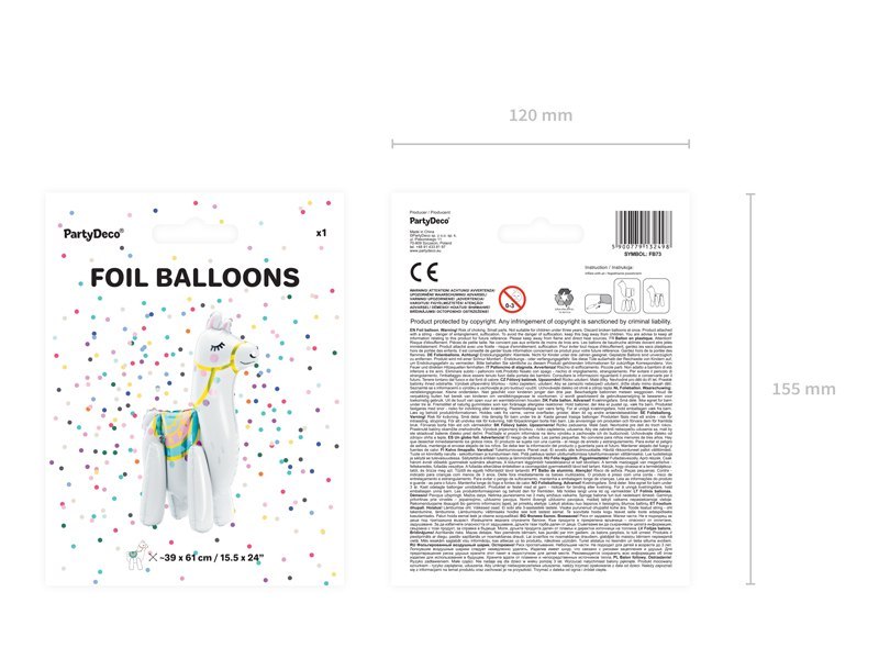 Balon foliowy Lama, 39x61cm, mix Balon foliowy Lama, 39x61cm, mix