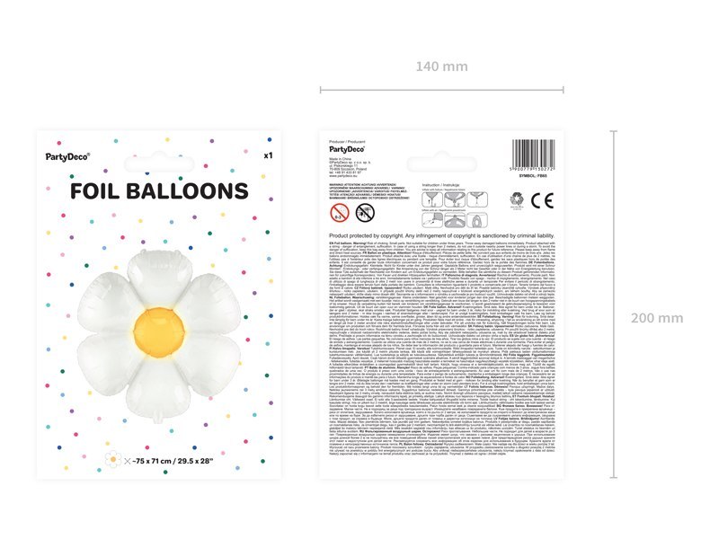 Balon foliowy Stokrotka, 75x71cm, mix Balon foliowy Stokrotka, 75x71cm, mix