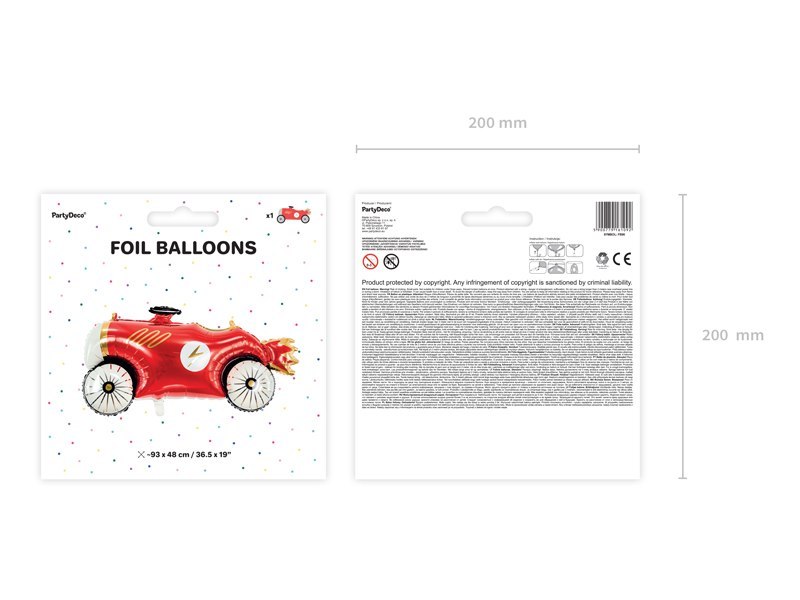 Balon foliowy Auto, 93x48cm, mix Balon foliowy Auto, 93x48cm, mix
