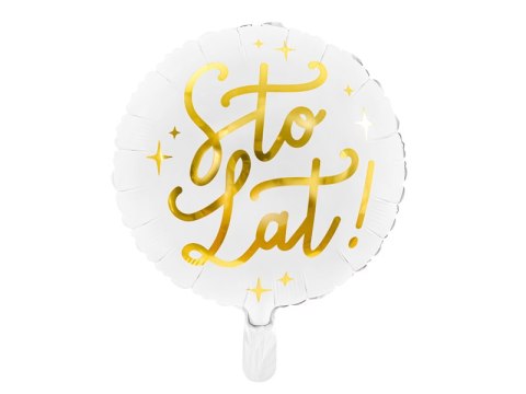 Balon foliowy Sto lat!, 35cm, biały Balon foliowy Sto lat!, 35cm, biały
