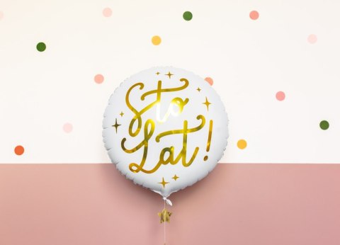 Balon foliowy Sto lat!, 35cm, biały Balon foliowy Sto lat!, 35cm, biały
