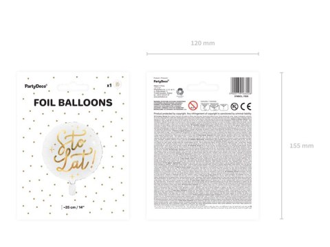 Balon foliowy Sto lat!, 35cm, biały Balon foliowy Sto lat!, 35cm, biały