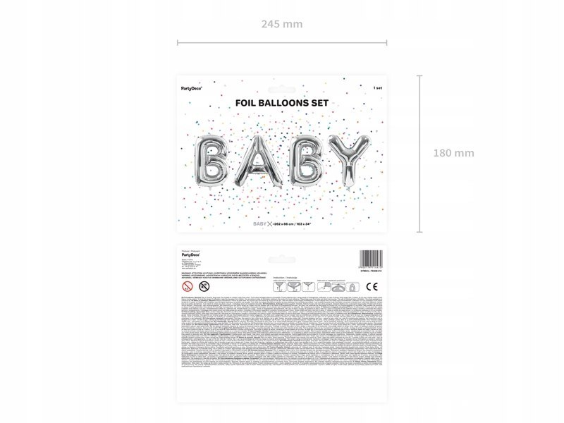 Balon foliowy BABY narodziny Baby Shower HEL 86cm Balon foliowy BABY narodziny Baby Shower HEL 86cm