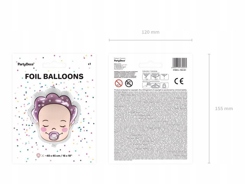 Balon foliowy BOBAS dziewczynka balony Baby Shower Balon foliowy BOBAS dziewczynka balony Baby Shower
