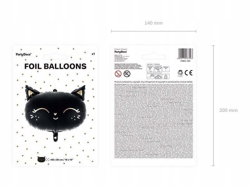 Balon foliowy CZARNY KOTEK kot Halloween 48cm hel Balon foliowy CZARNY KOTEK kot Halloween 48cm hel