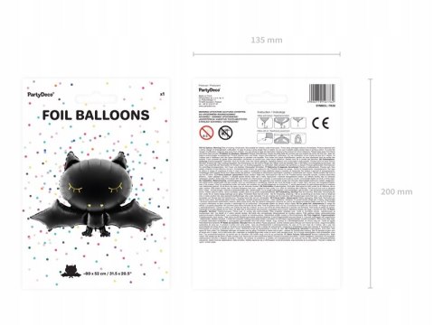 Balon foliowy NIETOPERZ czarny Halloween 80cm hel Balon foliowy NIETOPERZ czarny Halloween 80cm hel