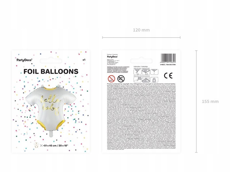 Balon foliowy śpioszki HELLO BABY na Baby Shower Balon foliowy śpioszki HELLO BABY na Baby Shower