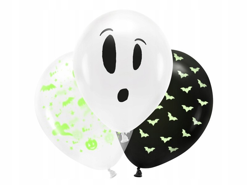 Balony Boo świecące w świetle UV na Halloween 3szt