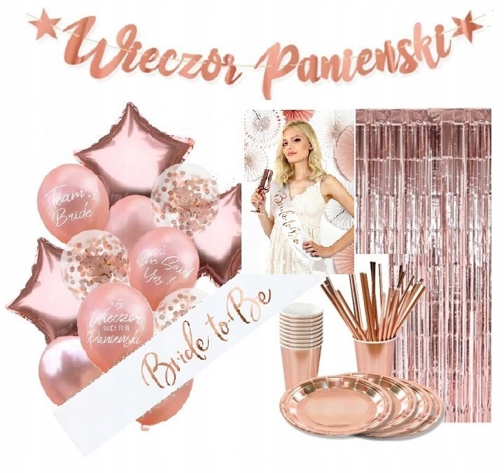 Balony szarfa dekoracje wieczór panieński rosegold Balony szarfa dekoracje wieczór panieński rosegold