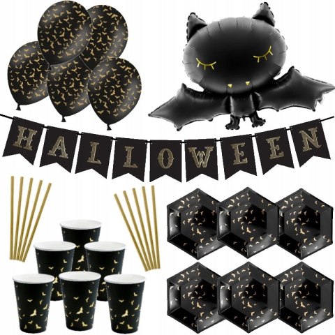 Balony talerzyki kubki zestaw na domowy Halloween Balony talerzyki kubki zestaw na domowy Halloween