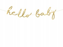 Baner HELLO BABY złoty lustrzany napis Baby Shower