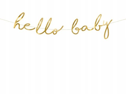 Baner HELLO BABY złoty lustrzany napis Baby Shower