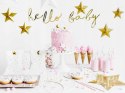 Baner HELLO BABY złoty lustrzany napis Baby Shower