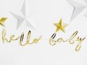 Baner HELLO BABY złoty lustrzany napis Baby Shower