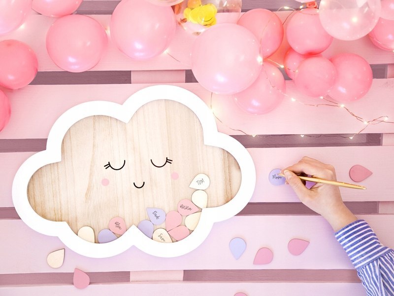 Księga gości CHMURKA drewniana prezent Baby Shower Księga gości CHMURKA drewniana prezent Baby Shower
