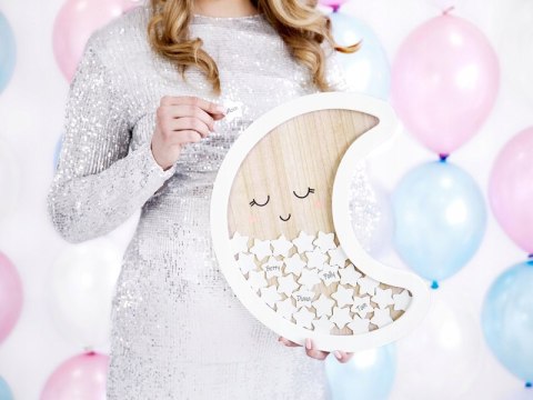 Księga gości KSIĘŻYC drewniana prezent Baby Shower Księga gości KSIĘŻYC drewniana prezent Baby Shower