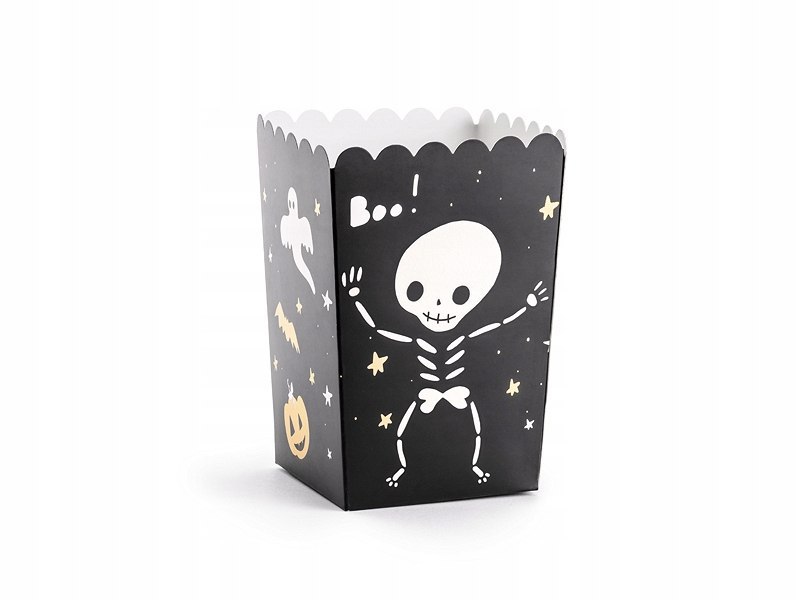 Pudełka na popcorn słodycze BOO czarne Halloween 6